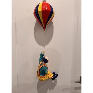 Vtg 1970s Paper Mache Large Clown Floating Parachute Mexico Folk Art‎